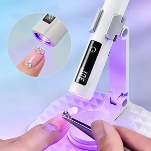Mini Portable Compact LED UV Nail Lamp with Phone Holder Stand, Durable Plastic Material, Easy Grip Handle, Reliable Performance, Gel Manicure Nail Tech Tool, Nail Dryer