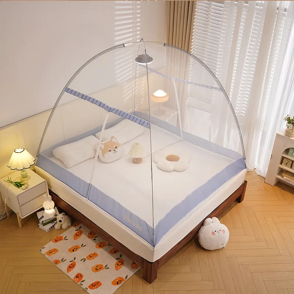Insect-Proof Mesh Netting Mosquito Net Tent for Bed, 1-Second Pops-Up Setup, 360° Full Coverage, Free-Standing Portable Folding, Felt Fabric Anti-Insect Canopy, Ideal for Home & Outdoor Use, Insect-Proof Mosquito Nets