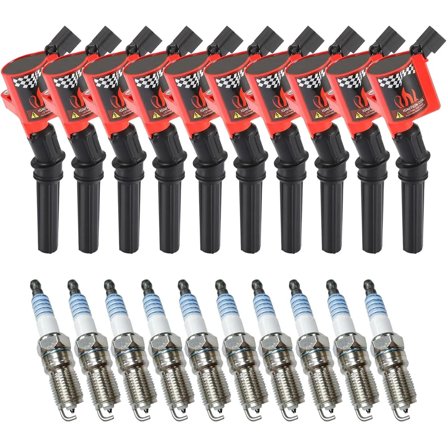 car stuffIgnition Coils Pack DG508 & Iridium Spark Plug SP479, Compatible with Ford E350 E450 Econoline Super Duty F350 F450, Replacement for FD503 DG457 F