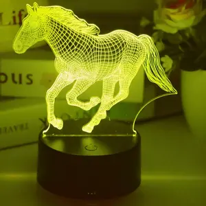 Elegant 3D Horse Lamp with USB Port, Led Neon Sign, Realistic Running Design, Acrylic & Abs Material, Perfect Bedroom Decor Gift, Tabletop Installation