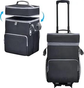 72-Can Large Rolling Cooler, Leakproof Insulated Soft Cooler Bag with Wheels and Handle Collapsible for Beach Camping Patio Travel Outdoor