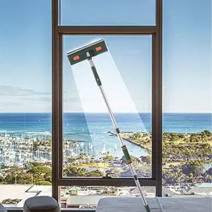 Professional 2 in 1 Window Squeegee With Extension Pole Cleaner, Telescopic 88 Inch, Bendable Head, Indoor & Outdoor High Window Cleaning Tool, Household Squeegee