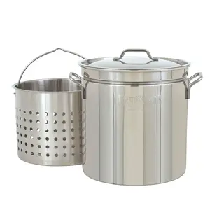 Bayou Classic 24 Quart Stainless Steel Stockpot with Vented Lid, BC-1124, Silver