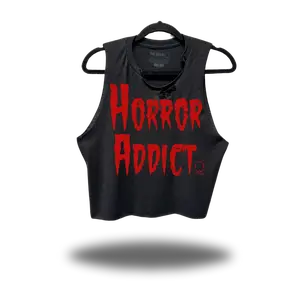 HORROR ADDICT ROAD RASH CROP TANK TOP