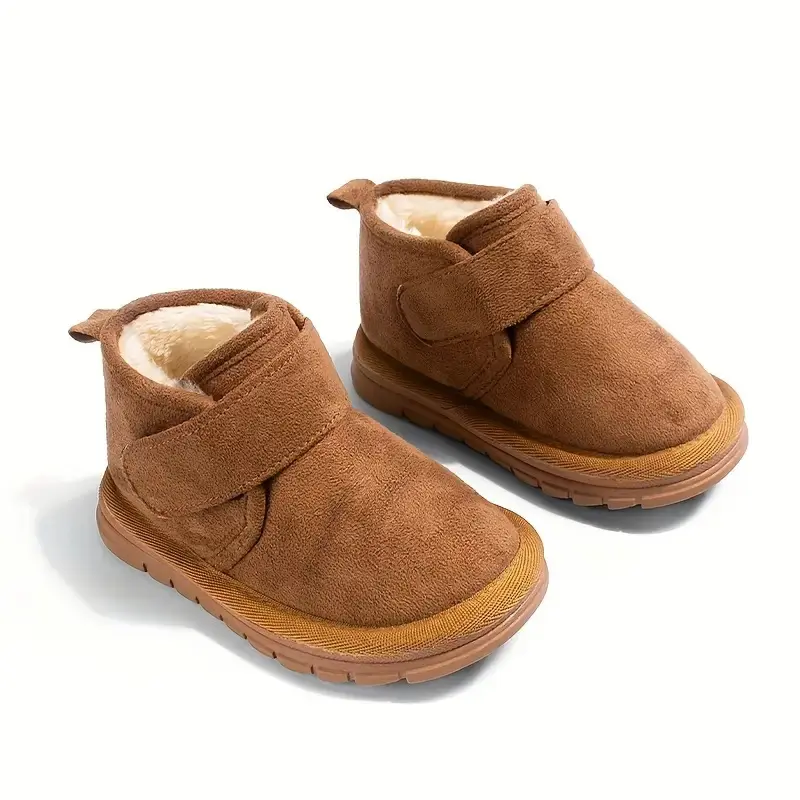 [Trendy Boys' Snow Boots] Trendy & Warm 2025 Autumn Winter Boys' Fleece-Lined Short-Sleeve Snow Boots |       Lightweight, Adjustable Closure, Cozy Interior - Black Youngsters' Footwear