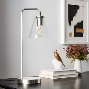 Modway Element Glass Table Lamp in Satin Nickel
