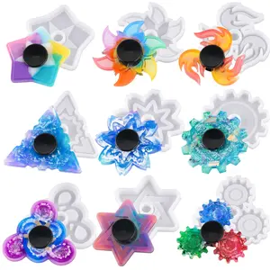 NiArt Fidget Finger Spinner DIY Epoxy Resin Casting Silicone Mold Kit 9 Molds with 10 Bearings Set, Stress Reliever Hand Fidget Toy Gifts