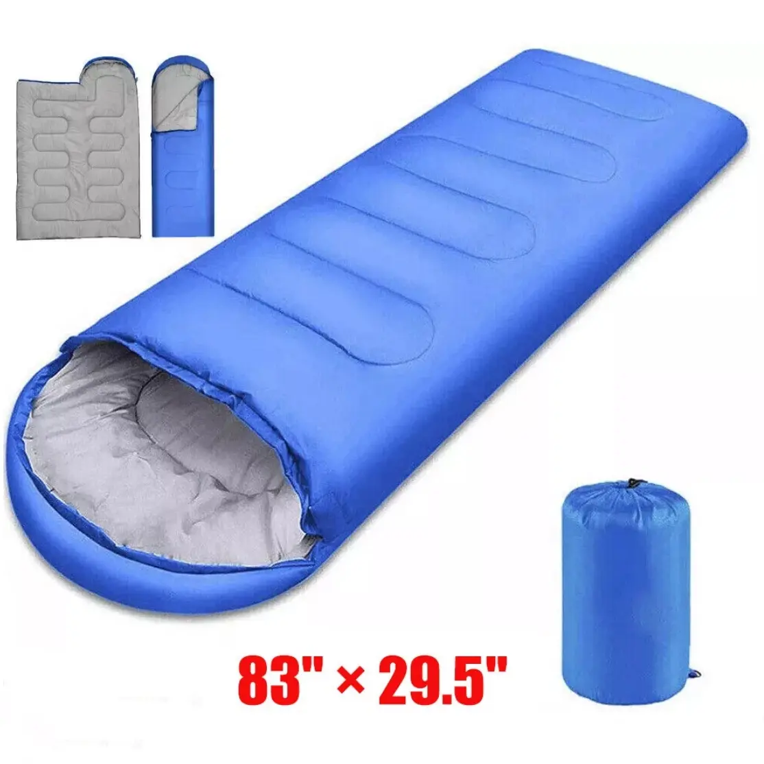 1 - 2 Season Sleeping Bag for Outdoor Camping Zip-Up Rectangular Envelop Adult Size 83"x29.5" Ideal for Mild to Moderate Weather
