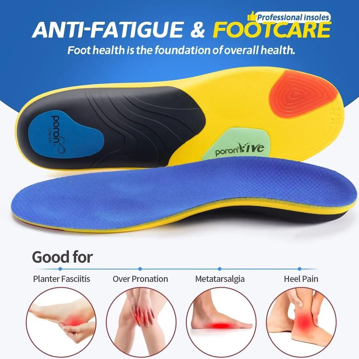 Heavy Duty Plantar Fasciitis Insoles for Men & Women (220+ lbs Capacity), Trim-to-Fit High Support PU Material Orthotics with Deep Heel Cup, Foot Pain Relief Inserts for Shoe, Footwear Use