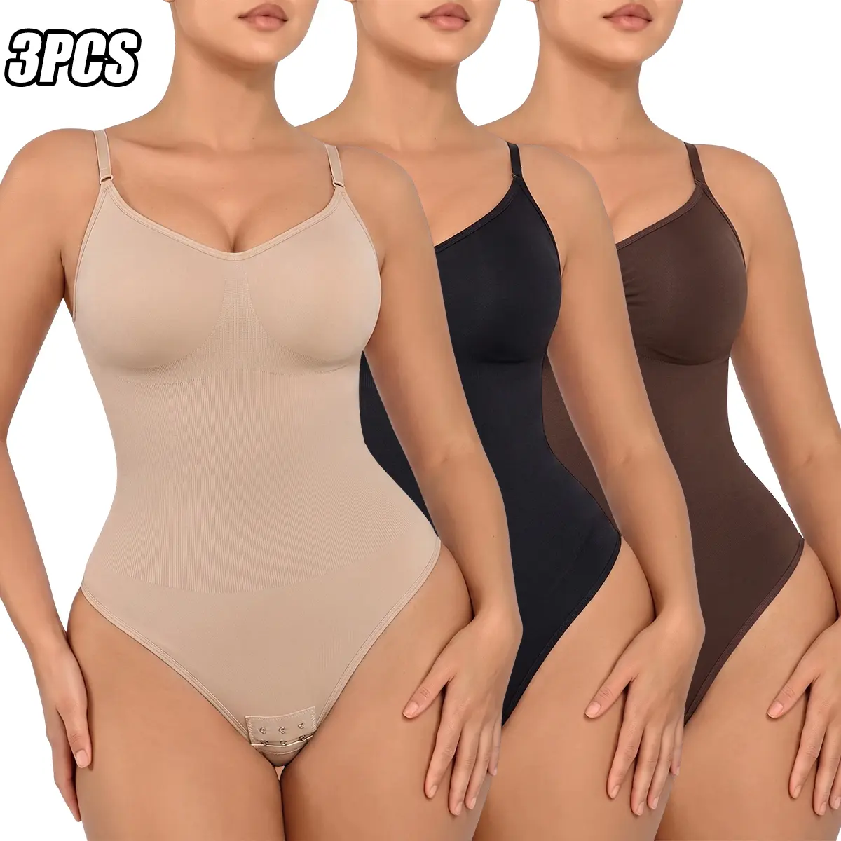 JOGWAVE Women’s Seamless Slim-Fit Bodysuit – Tummy Shaping, Waist Slimming & Butt Lift; High-Stretch, Breathable Shapewear Underwear for Sport & Casual Wear; Black/Beige Options; Tummy Control Shaping Underwear; Training Underwear; Smooth Design; High-Ela
