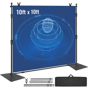VEVOR 10ft x 10ft Durable Pipe and Drape Kit, Heavy Duty Carbon Steel Base Backdrop Stand, Adjustable Support with 6 Clamps, Portable Carry Bag for Wedding, Photography, Exhibition