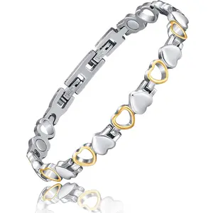 1pc Heart-Shaped Magnetic Bracelet, Stainless SteelBracelet (Silvery+Golden)