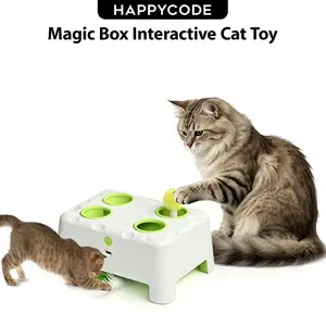 HAPPYCODE Magic House Interactive Cat Toy: a 4-hole whack-a-mole electric cat toy suitable for all cats, featuring three modes: feather wand, whack-a-mole and dual mode (running simultaneously). Pet supplies, educational cat toy,Summervibes,petlovers tikt