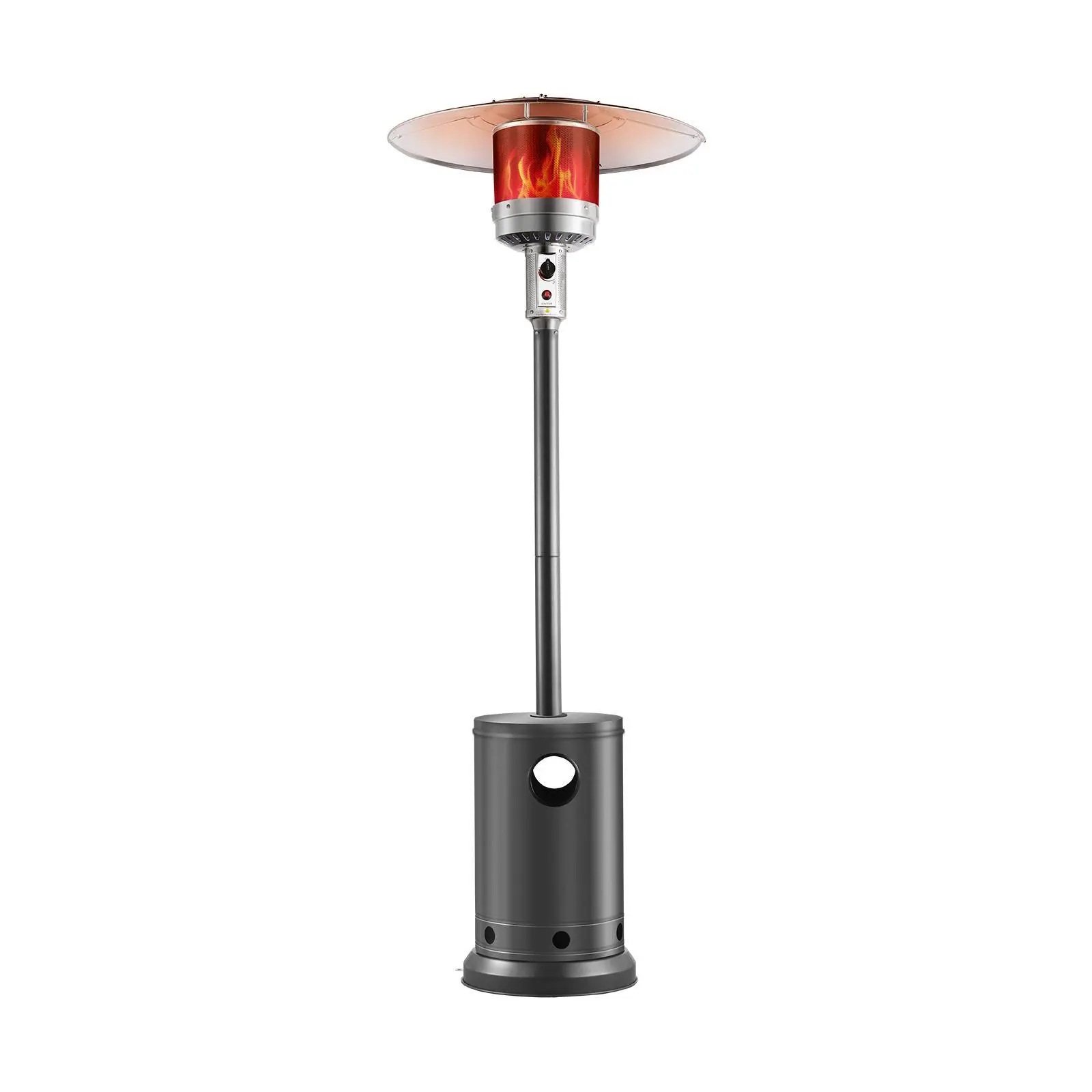 【SummerFinds】VEVOR Patio Heater for Outdoor Use,  50000BTU Propane Heater Tall Hammered With Round Table Design, Metal Burner and Wheels, Outdoor Patio Flame Heater for Patio, Party, Backyard, Garden, Silver Gray