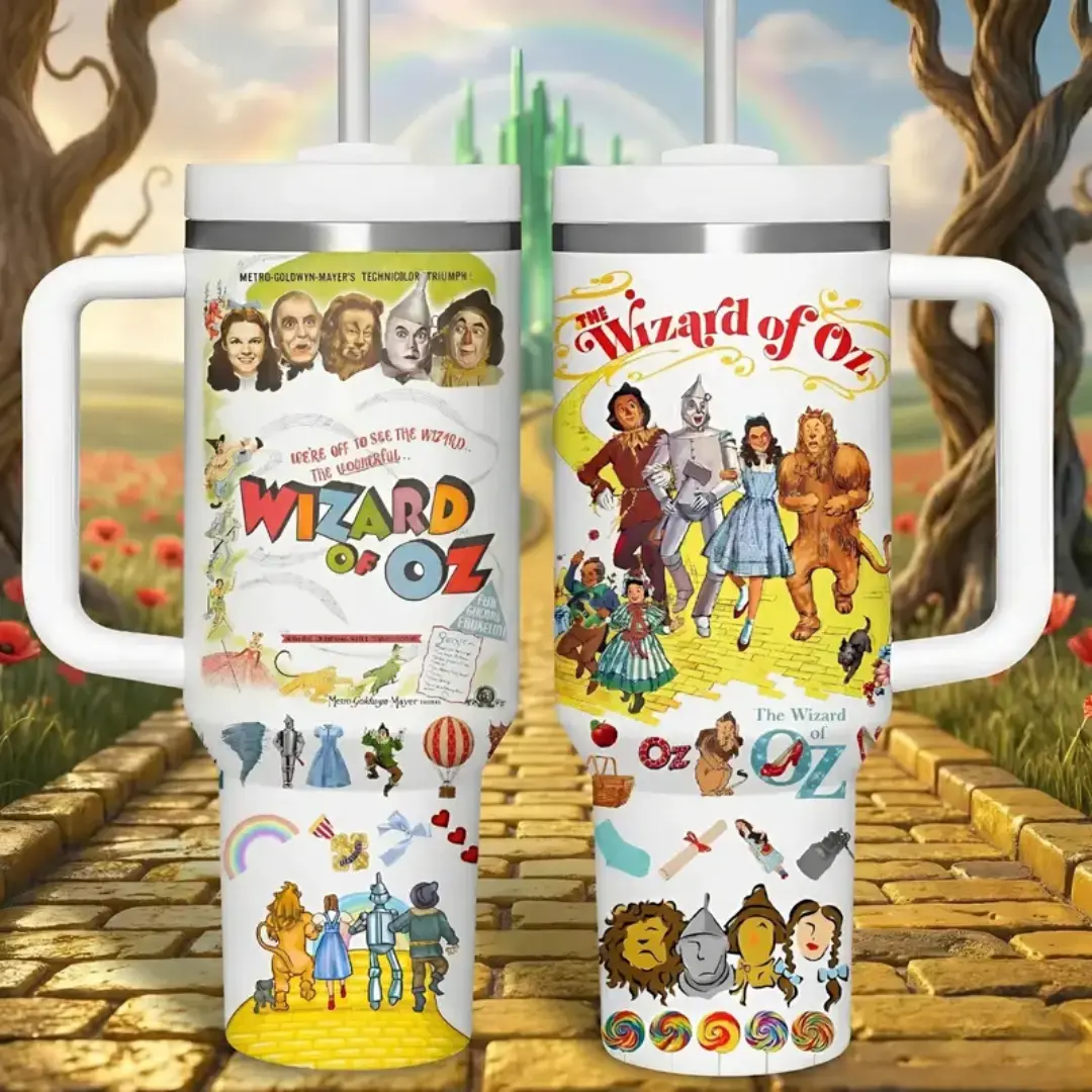 Wizard of Oz Inspired 20oz/30oz/40oz Stainless Steel Travel Tumbler – Double Wall Vacuum Insulated Reusable Drink Mug for Hot & Cold Beverages with Lid and Straw