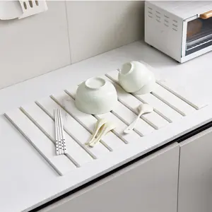 UFORU Large Stone Dish Drying Mat - 24" × 16" for Kitchen Counter, Super Absorbent, Heat Resistant Dish Drying Mats, Eco-Friendly Diatomaceous Earth Stone Rack Tableware Mat ( White Marble) Coasters Stainless Steel Kitchenware