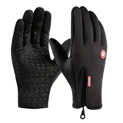 Unisex Sports Gloves, Winter Sensitive Touch Screen Gloves, Adjustable Zipper, Windproof Waterproof, for Outdoor Mountaineering, Fishing, Running