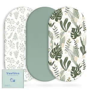 Yoofoss Bassinet Sheets for Baby,3-Pack Fitted Bassinet Sheets Set Compatible with Halo Bassinest Swivel Sleeper,Baby Delight,Angelbliss,Soft Breathable Bassinet Mattress Sheets