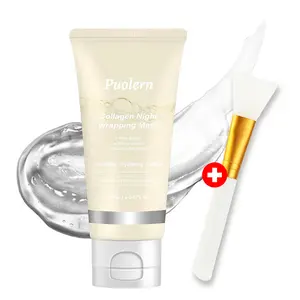 Puolern Collagen Night Wrapping Mask 85ml Hydrating Moisturizing Formula with Niacinamide Hyaluronic Acid & Honey for Glowing Skin Reduces Sagging Dullness Peel Off Facial Mask