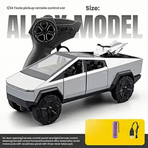 1:24 Alloy Remote Control Off-Road Pickup - With 4-Wheel Pull-Back Motorcycle, Luxe Metal Texture! Remote-Linked Sound/Light, Openable Doors, 24G Stable RC (Horn Function) - Perfect Gift for Kids, Great Collectible, Fun & Remote Controlled Car