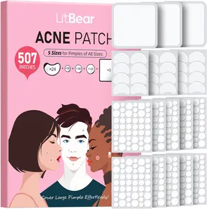LitBear Pimple Patches, 507 Patches 5 Sizes Large Pimple Patch, Largepatch Hydrocolloid Bandages, Zit Stickers for Forehead, Nose, Body, Back, and Chest Zitsticker Pack, Mothers Day Gift,
