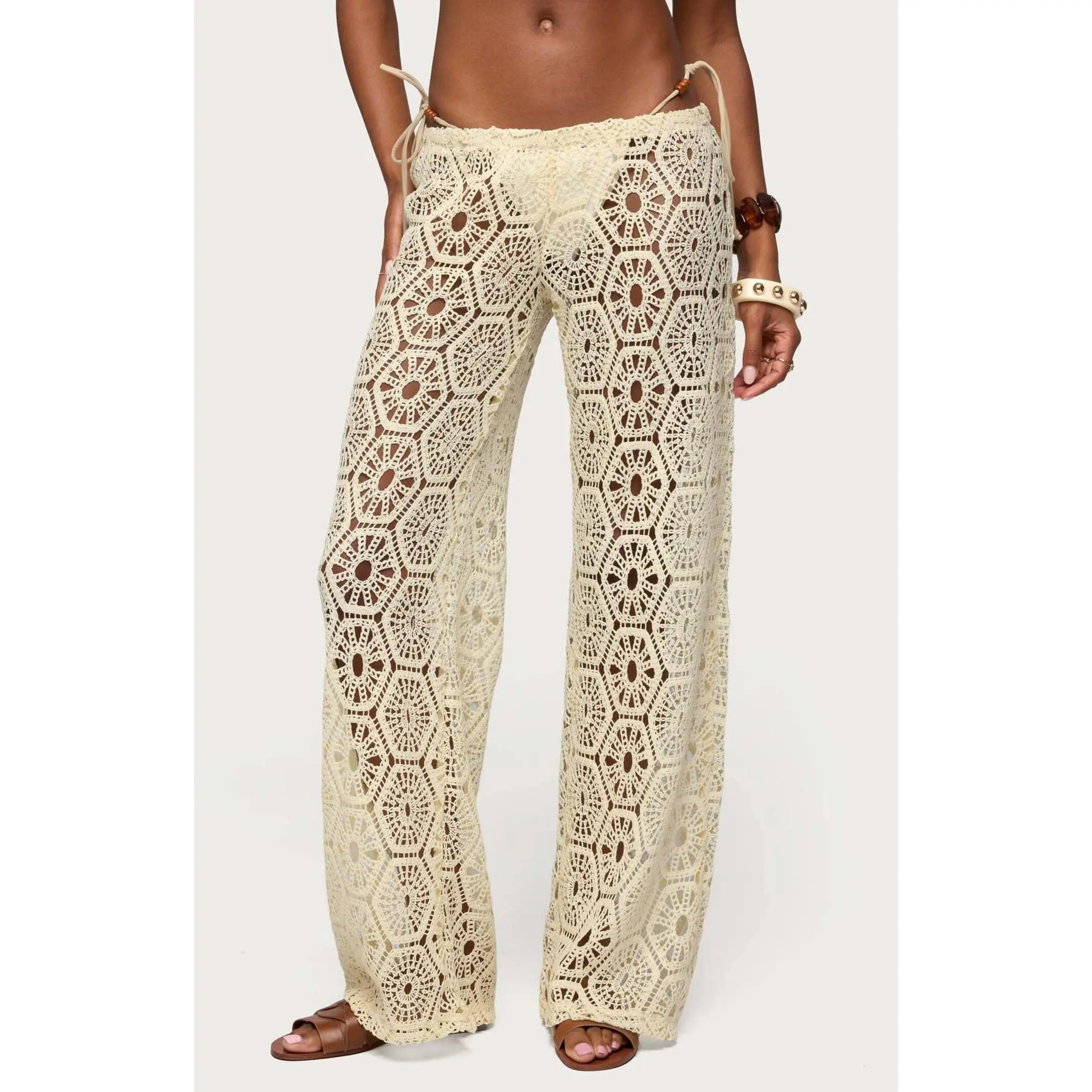 Edikted Women's Amrita Baggy Crochet Pants
