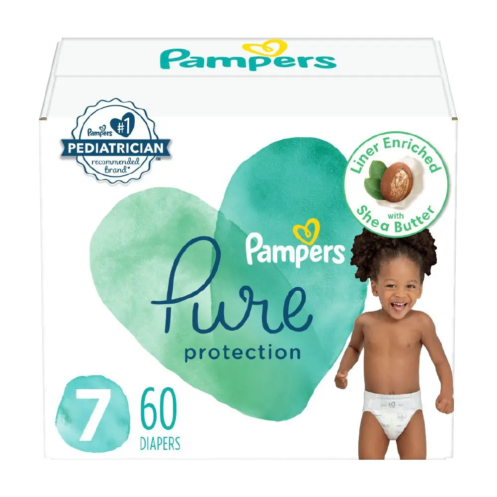 Pampers Pure Protection Diapers Pack - Size 7 - 60ct