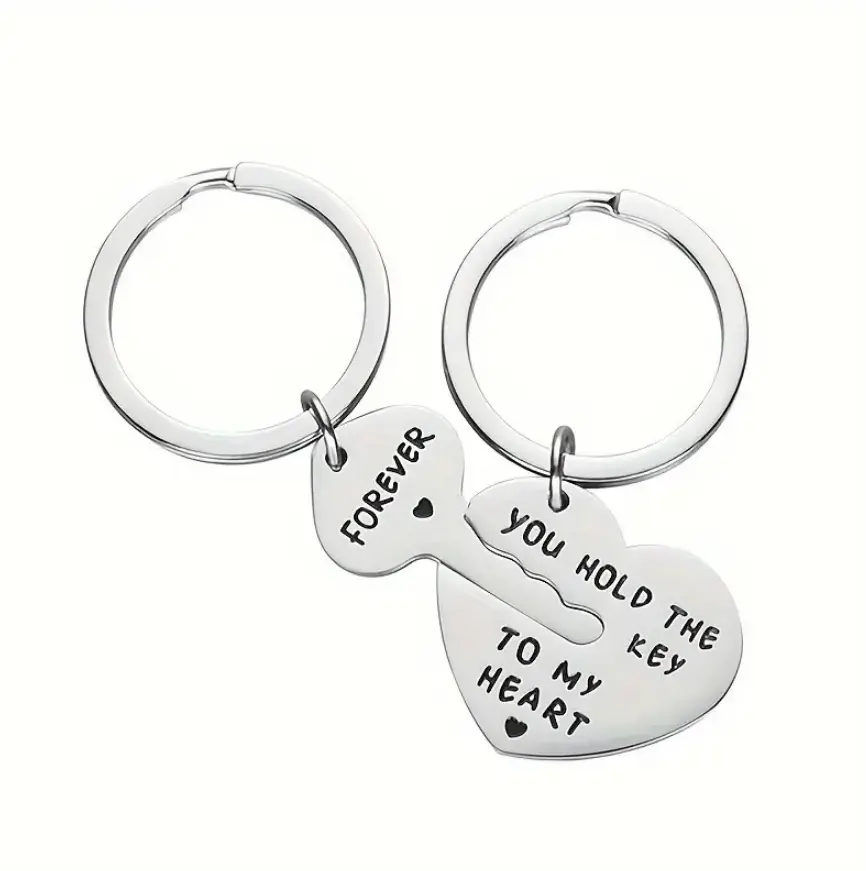2-Piece Couple's Keychain Set, Cute Stainless Steel Heart Lock & Key, Romantic Lettering Gift for Boyfriend and Girlfriend, Gifts For Boyfriend, Boyfriend Gifts Cute