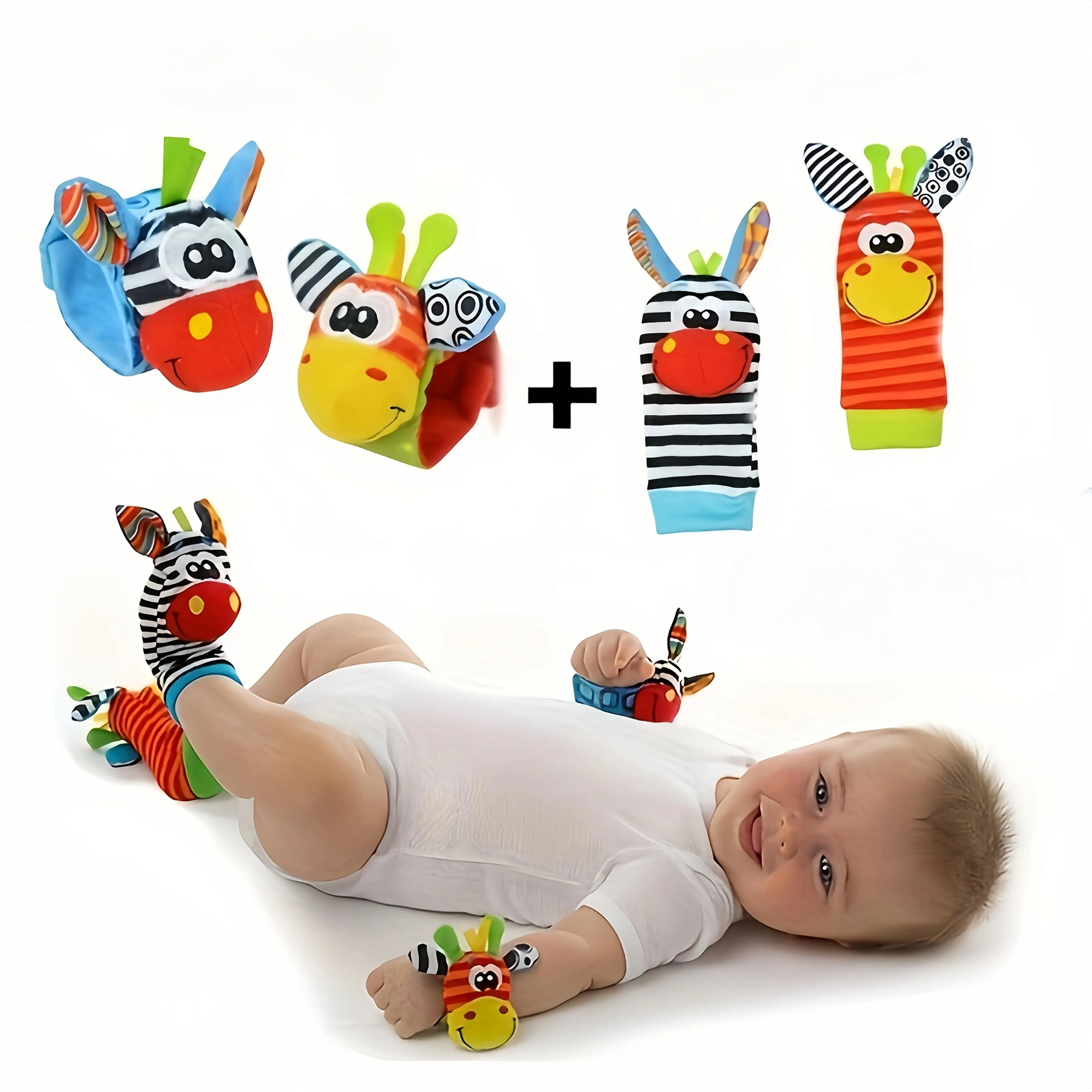 Newborn Cartoon Animal Wrist Bell Rattle Socks, Cute and Comfortable Indoor Socks for Kids, Colorful and Diverse Styles, Gift Doll Watches for Boys and GirlsChristmas stocking stuffers,Christmas stocking stuffers