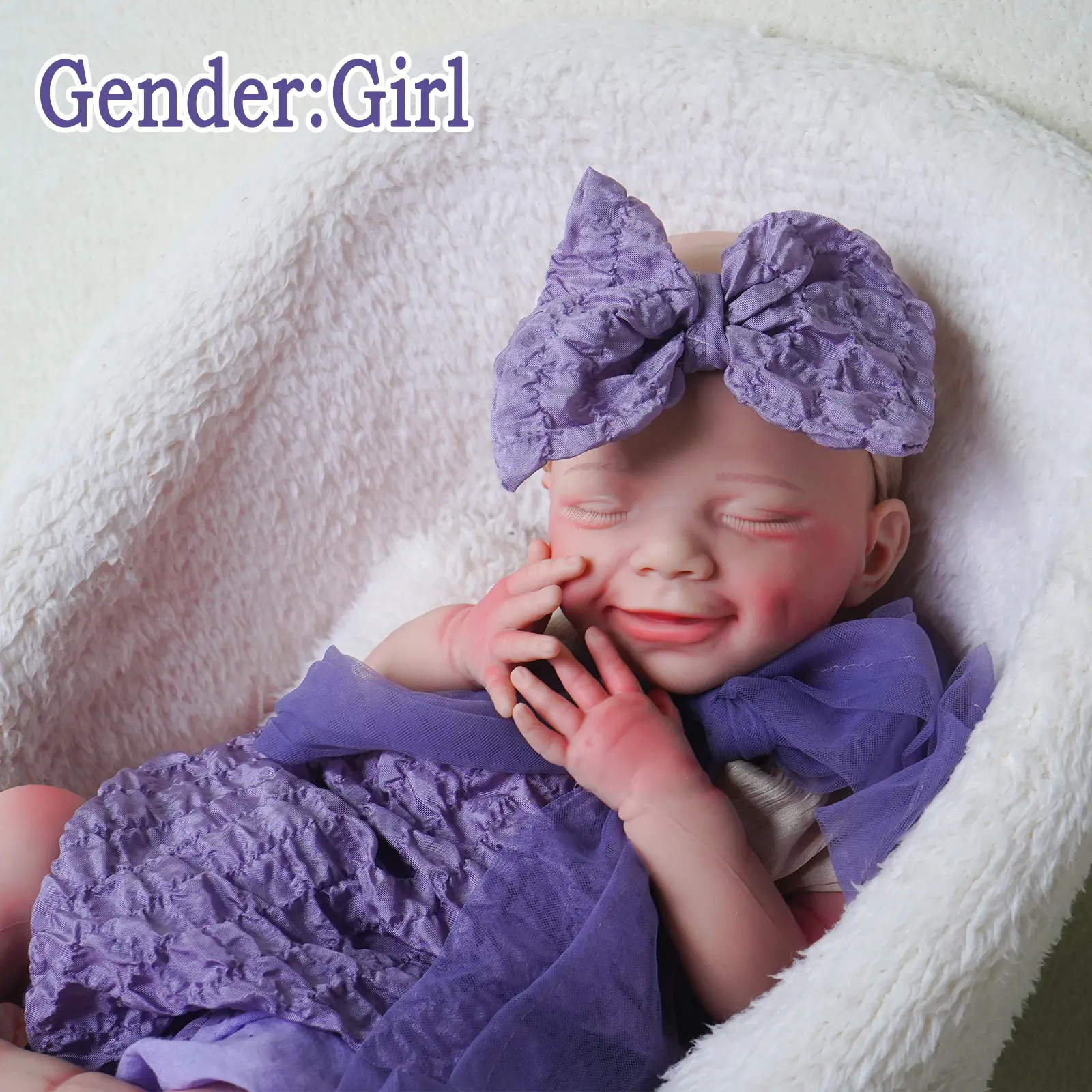 FunCuddle NO.5 Doll 18 inch Reborn Dolls Realistic & Cute Toys for Babies Aged  3+，cute sweet girl doll can be used as gifts or collectibles reborn doll