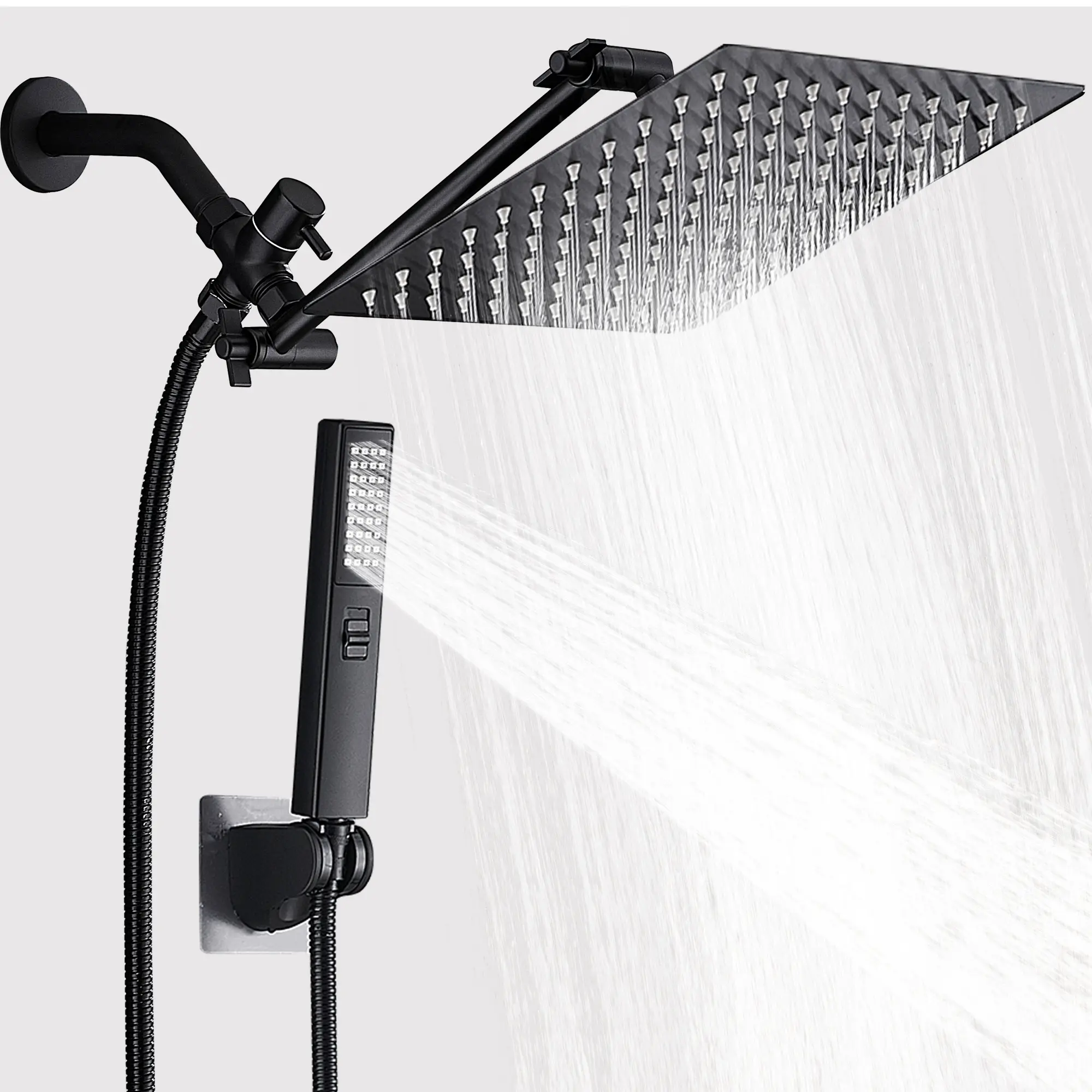 Shower Head Combo, 10 Inch High Pressure Rain Shower Head, Adjustable Extension Arm, Spray with Long Hose & Tools, Shower Equipment for Home Springtok,home essentials homedecor