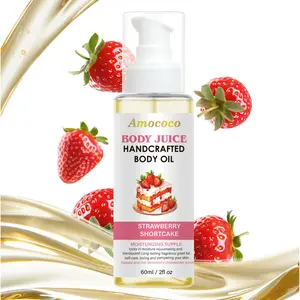 Strawberry Cheese Oil 60 ml - Pure natural strawberry cheese body oil, SPA-grade massage oil, can evenly brighten the skin, can be used on face, legs, hands and back, suitable for all skin types, with fragrant strawberry cheese scent,