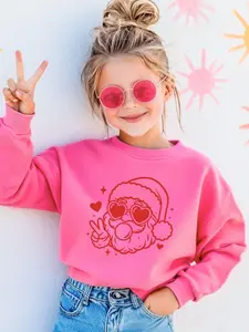 Cool Santa Baby Bubblegum Kids' Crewneck Cozy Christmas Graphic Sweatshirt