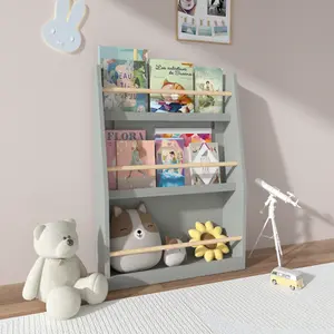 White 3-Shelf Kids Book Rack, Bookshelf Accessory, Home Organizer for Bedroom & Living Room, Prevents Floor Piling, Holds Magazines & Newspapers