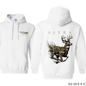 Sitka Wilderness Deer Hoodie - Classic Camouflage Design Featuring Running Deer Graphic, Perfect for Outdoor Adventures, Unisex Pullover for Comfort and Style, Siemens