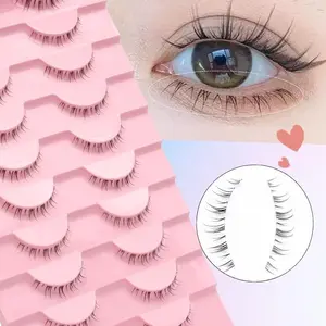 10 Pairs Cartoon Eyelashes Reusable for Beginners, Asian/korean Cosplay Anime False Lashes, Lower Lash Style, Perfect for Makeup Extension Cosmetic