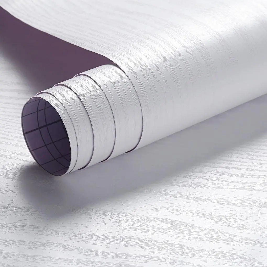 Peel and Stick Wallpaper - White Wood Contact Paper - White Wallpaper - Self-Adhesive, Removable and Waterproof for Cabinet, Countertop (17"x120")