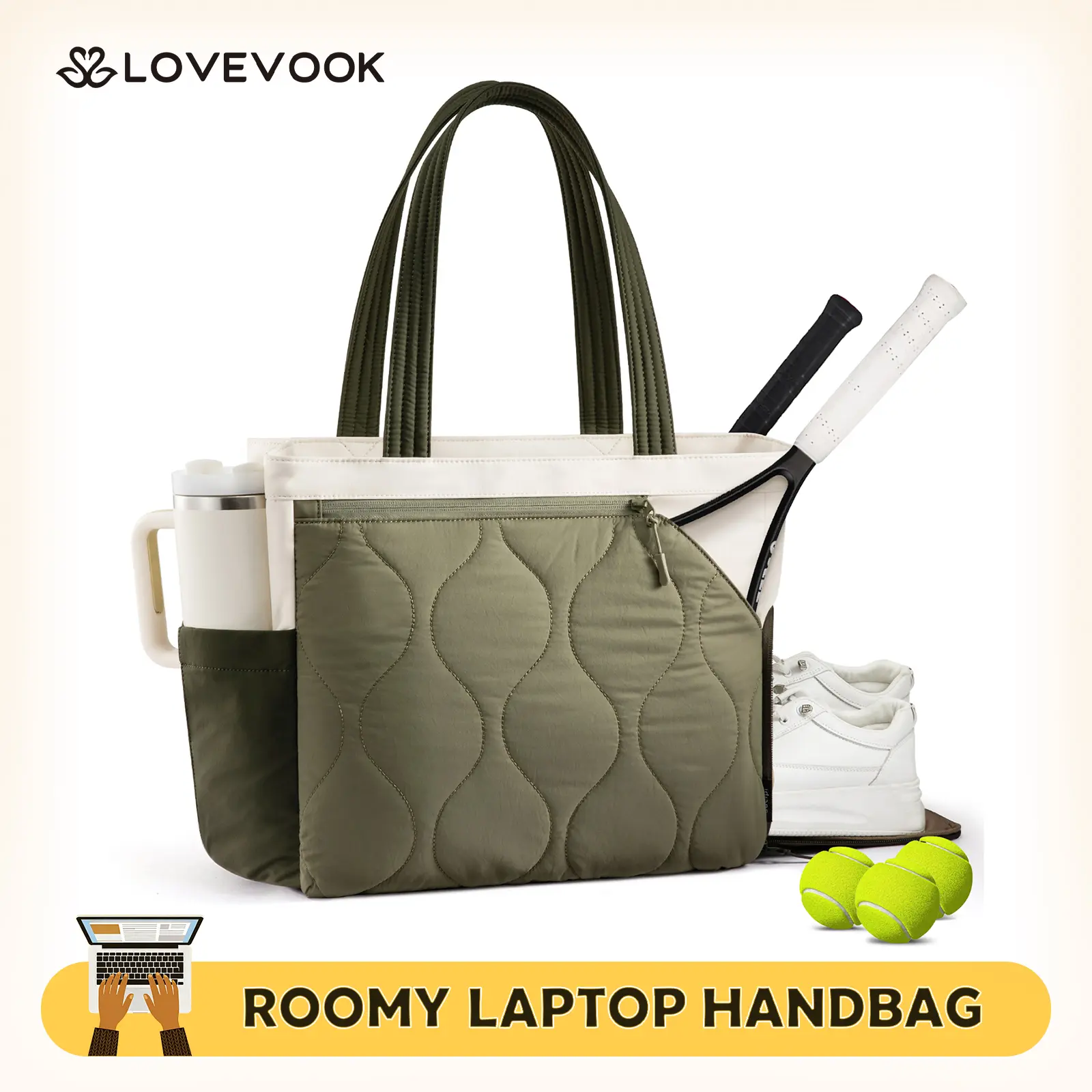 Sucipi Tennis Gym Bag for Women - Tennis Tote Bag Holds 2 Rackets with Shoe Compartment & Wet Pocket, Water-Resistant Duffel Bags fits up to 15.6" Laptop for Travel,TikTokShopBackToSchool
