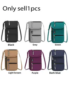 RFID neck wallet, waterproof nylon cross-body mobile phone bag, multi-pocket travel passport holder (with adjustable shoulder strap), anti-theft storage bag for men and women