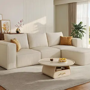 Yitahome Oversized Cloud Sectional Couch: Deep Modular Sofa with Pillows, Luxurious Corduroy Upholstered Couches for Living Room, Bedroom, Apartment, Office, No Assembly Required, Milky White