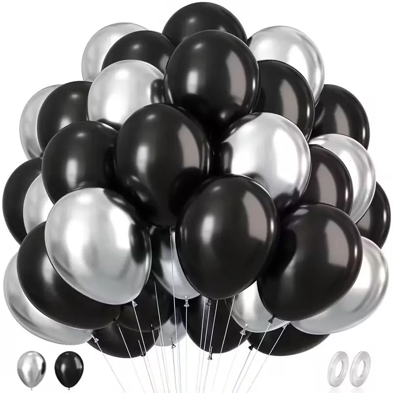 and Silver Balloons, 60pcs 10-Inch Latex Helium Float Party Balloons, New Year, Graduation, Birthday, Halloween, Christmas Decorations