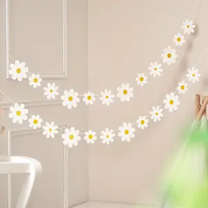 1 Pack, Party Decorations, Groovy Party Favors White Daisy Decor Spring Flower Garland Daisy Paper Cutouts Indoor Outdoor Girls Shower Birthday Party Supplies