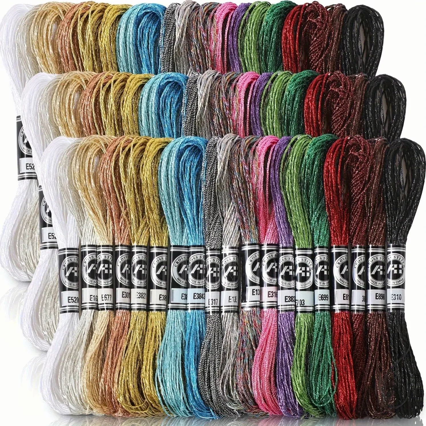 19pcs of Metallic Embroidery Floss, 166 Yards in Total, Featuring 19 Different Colors. These Multicolored Glitter Threads Are Perfect for Cross-Stitching And Making Friendship Bracelets, As Well As Various Craft Projects.