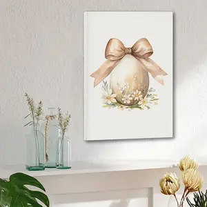 A framed oil painting with pink Easter egg design, a rustic-style Easter decorative painting, framed wall art, a perfect holiday gift for both men and women, ready to hang and use.