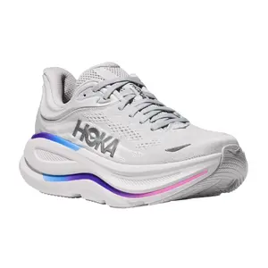 Hoka Women's Wide Bondi 9 Cosmic Grey/White Athletic Sneaker