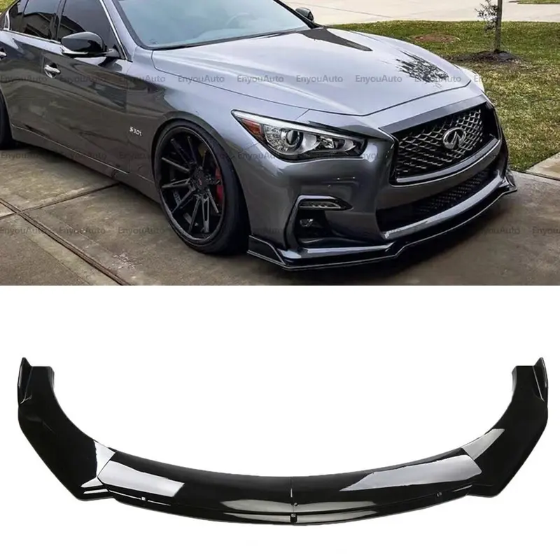 Front Bumper Lip Spoiler Splitter, Black Universal Fit for Infiniti Q40 Q50 Q60 Q70 & Many Car Models, Car Exterior Accessory, Universal Fit For Many Car Models
