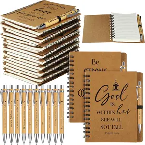 100 count/50 Set Christian Spiral Notebooks with  Pen Small Pocket Prayer Journals Religious Christian  for Church Members  Study Groups Christmas Bulk Gifts(5.5 x 8.3 Inch)