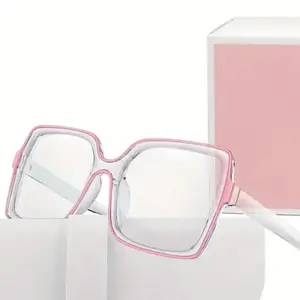 Men and Women's Retro Square Frame Candy Colored Glasses - Pink, black, green, white Frames with Clear Lenses
