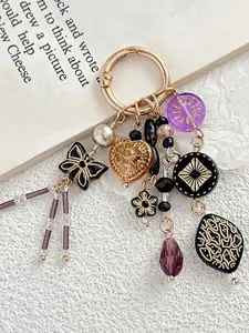 Vintage Multi-Pendant Keychain for Women, High-End Beaded Bag Charm, Y2K Cute Key Ring, Girls' Gift Jewelry Accessory, Keychain for Bags