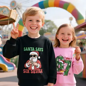 Children aged 2-14 years old round neck sweatshirt autumn and winter Christmas atmosphere pattern print boys and girls fashion jacket long-sleeved top pullover